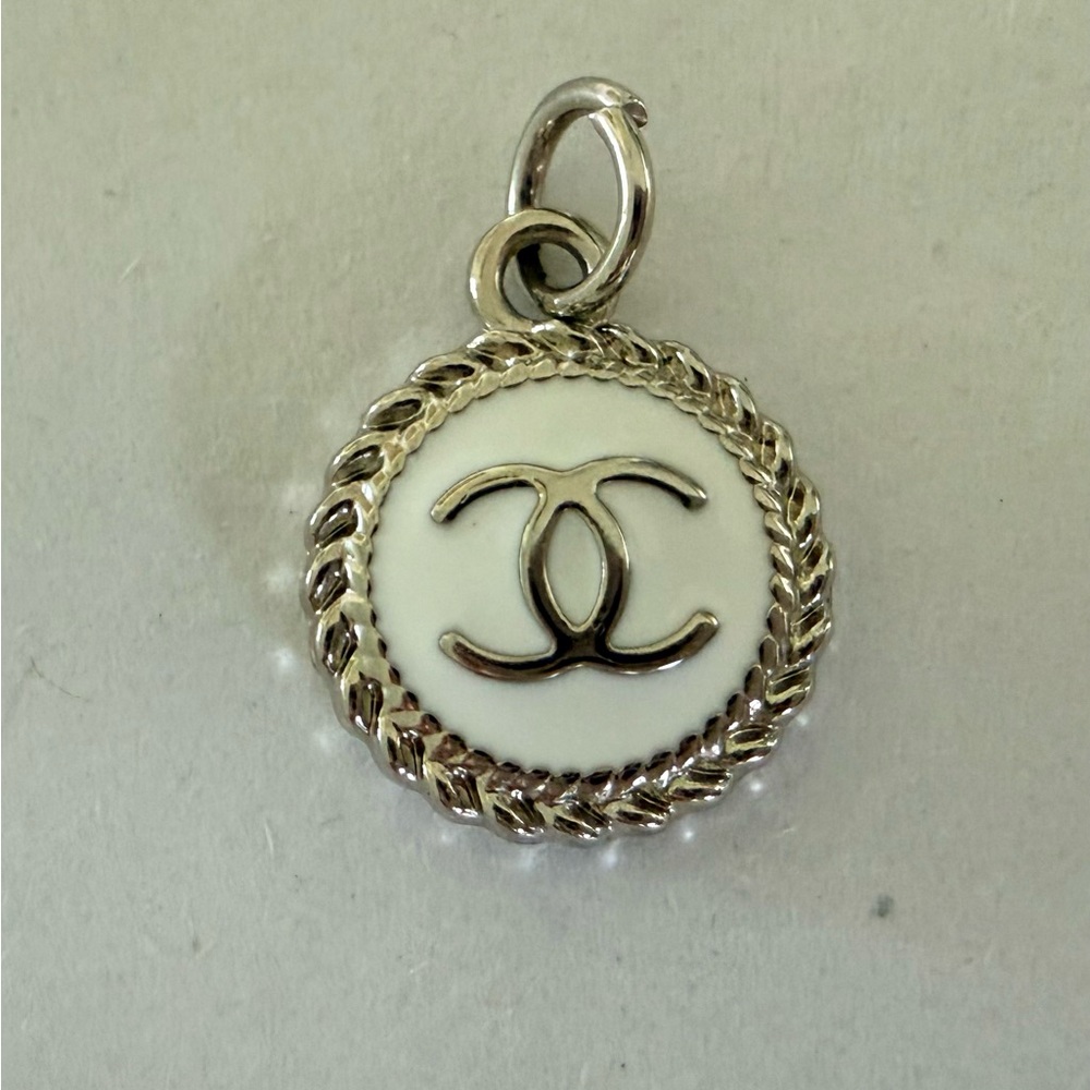 Chanel Upcycled CC Charm Pendant Silver Tone Round Medallion - Picture 2 of 4